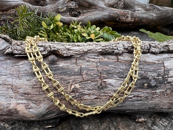 Chunky Gold Necklace, Paper Clip  Link Necklace, … - image 3