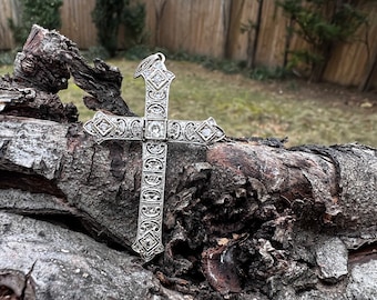 Art Deco Cross, Deco Cross, Diamond Cross, Large Diamond Cross