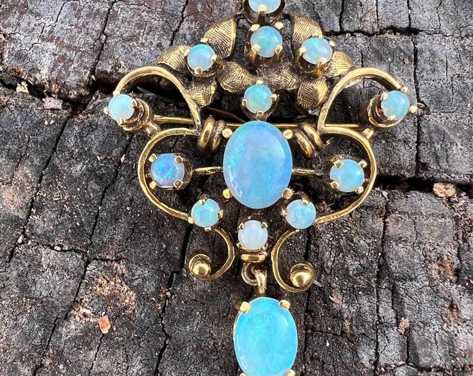 Opal Lavalier, Opal Pendant, Opal Brooch, October Birthstone