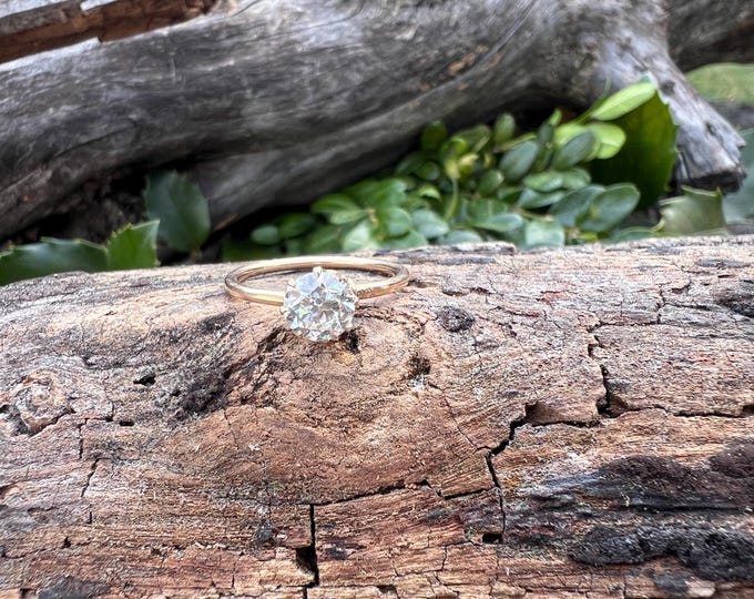 Victorian Engagement Ring, Yellow Gold Diamond Engagement Ring, Diamond Solitaire Ring