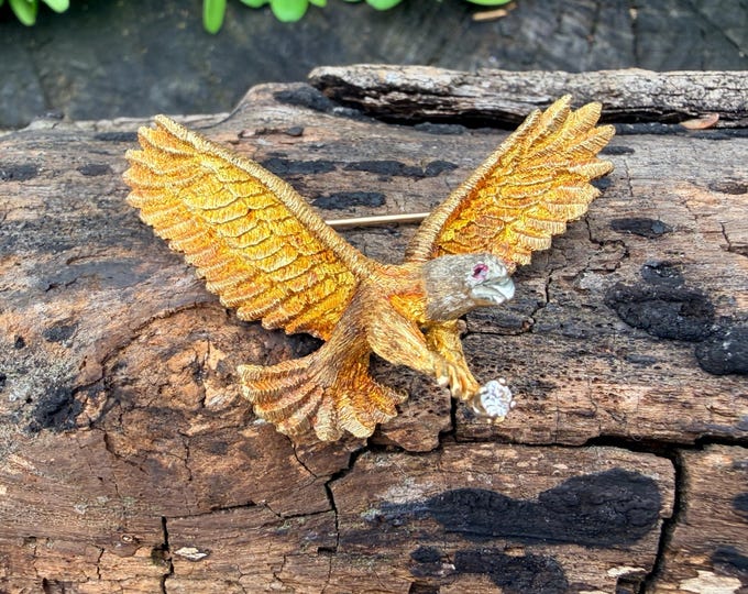18k Yellow Gold Eagle Brooch