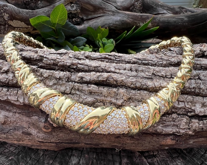 Gold Diamond Choker, Diamond Choker, Wide Gold Choker, Wide Diamond Choker