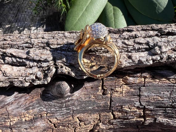 Diamond Flower Ring, Diamond Cluster Ring, Diamon… - image 10