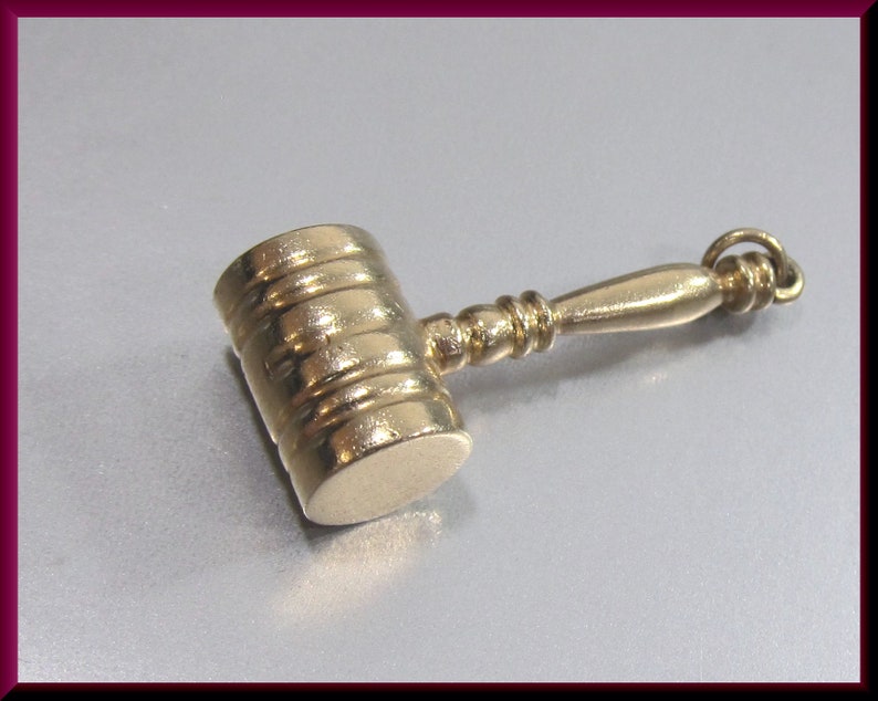 14K Yellow Gold Judge's Gavel Charm or Pendant Gift for Etsy