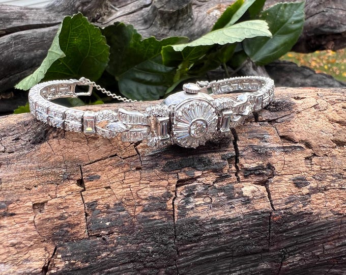 Retro Diamond Watch, Diamond Covered Watch, Deco Diamond Watch, Hamilton Watch, Antique Wrist Watch, Vintage Watch