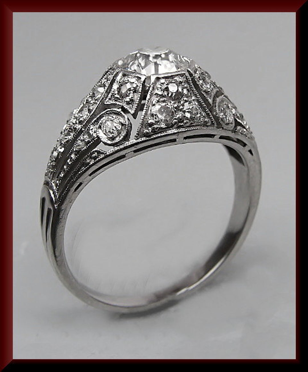 Antique Diamond Engagement Ring Art Deco Diamond Engagement Ring With ...