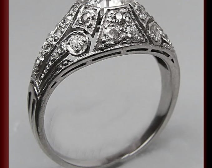 Antique Diamond Engagement Ring Art Deco Diamond Engagement Ring with Old European Cut Diamond Platinum Wedding Ring - ER 354s