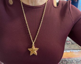 Citrine Starfish Pendant, Starfish Necklace, Madeira Citrine Starfish Pendant, Starfish Jewelry