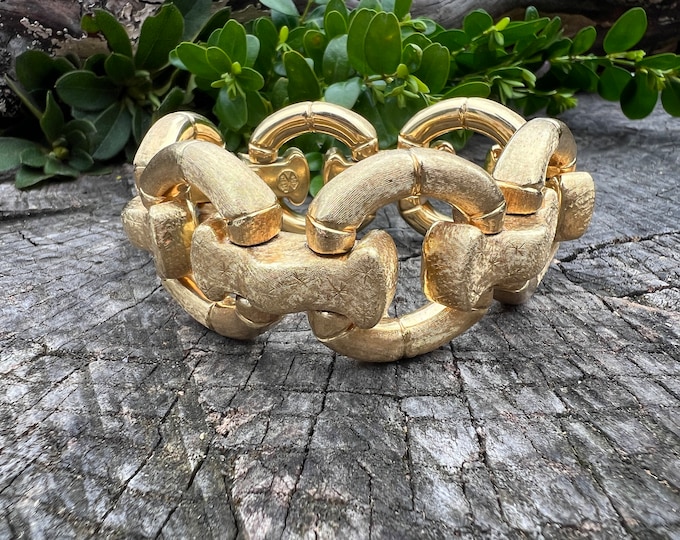 Wide Gold Bracelet, Chunky Wide Gold Bracelet, 1970s Gold Bracelet