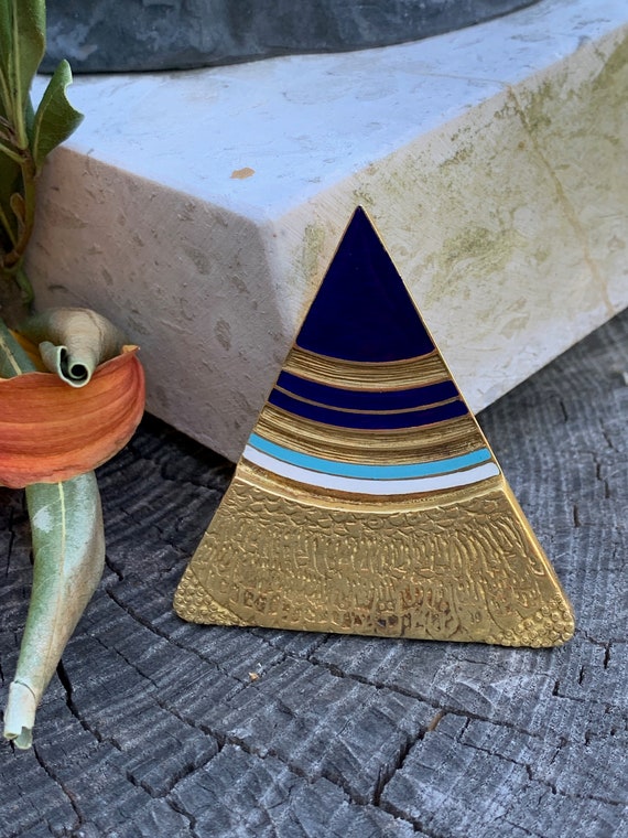 Gold Triangle Pendant, Large Triangle Pendant, En… - image 5