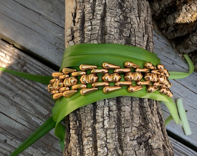 Retro Wide Gold Bracelet, Chunky Wide Gold Bracelet, 1940s Gold Bracelet