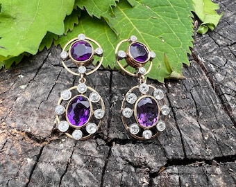 Gold Amethyst Earrings, Amethyst Earrings, Amethyst Dangles, February Birthstone