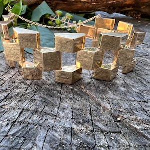 Wide Gold Bracelet, Retro Gold Wide Bracelet, Chunky Gold Bracelet, Gold Track Bracelet
