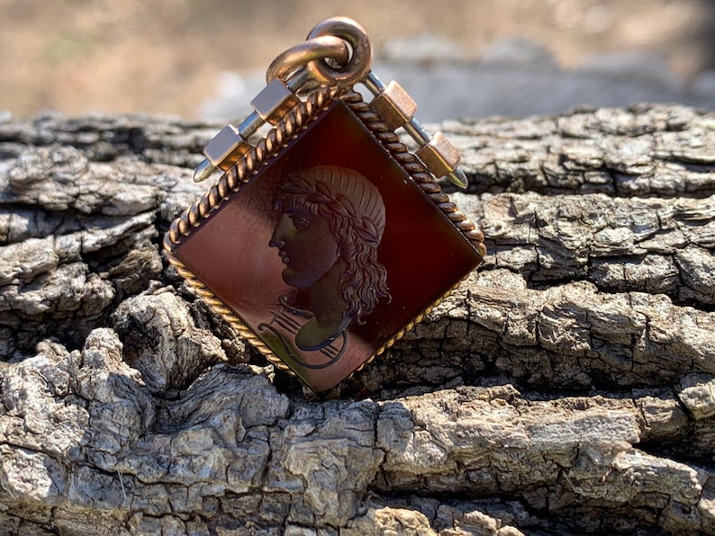 Victorian Intaglio Pendant, Carnelian Intaglio Pendant, Carved Intaglio image 5