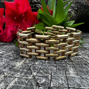 Wide Gold Bracelet, Retro Gold Wide Bracelet, Chunky Gold Bracelet