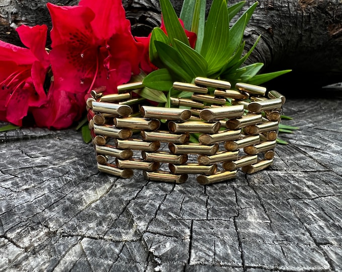 Wide Gold Bracelet, Retro Gold Wide Bracelet, Chunky Gold Bracelet