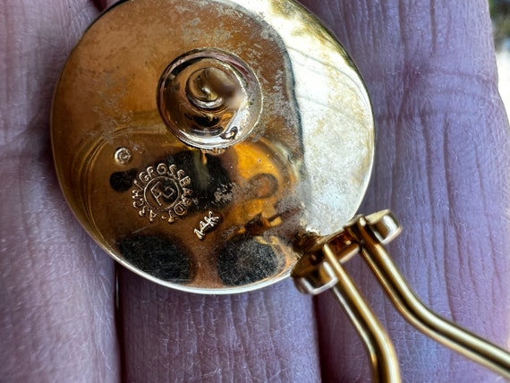Onyx and Gold Earrings, Onyx Button Earrings View 6