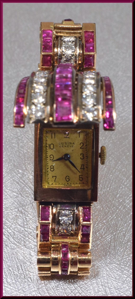 Art Deco Ruby Watch, Covered Watch, Art Deco Diamond … - Gem