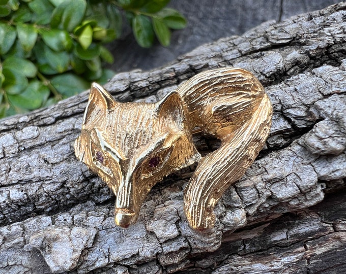 Gold Fox Pin, Gold Fox, Gold Fox Brooch