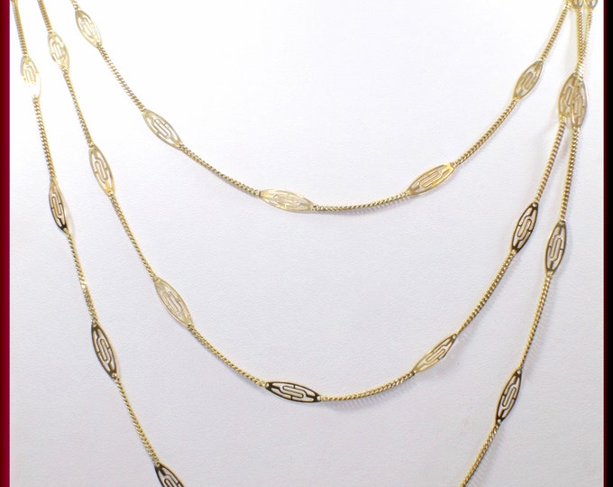 Antique Gold Chain Necklace,  Victorian Gold Chain, Victorian 14k Decorative Link, Long Gold Chain,Statement Layering Chain
