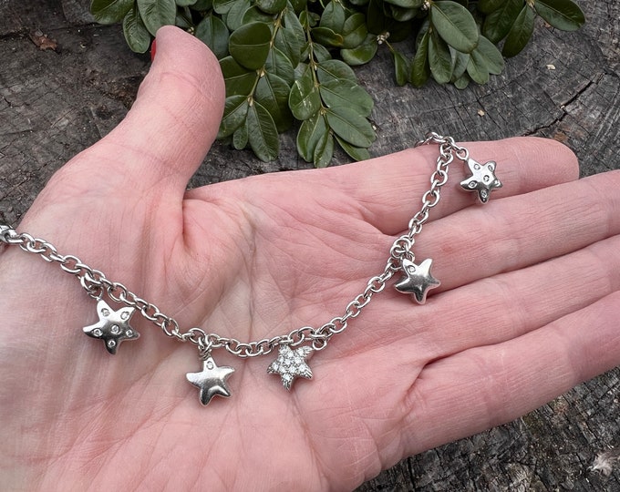 Gold Star Bracelet, Diamond Star Bracelet,