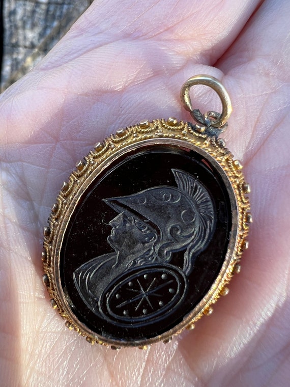 Victorian Intaglio Pendant, Carnelian Intaglio Pe… - image 3