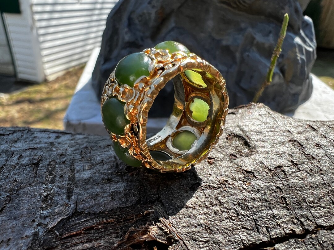 Wide Gold Jade Band Jade Wedding Band Wide Jade Band Jade Eternity