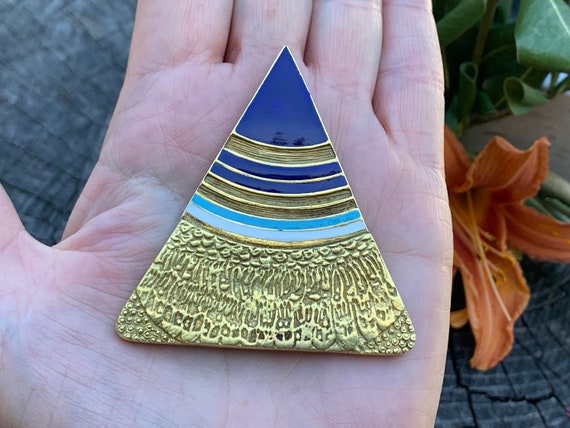 Gold Triangle Pendant, Large Triangle Pendant, En… - image 4