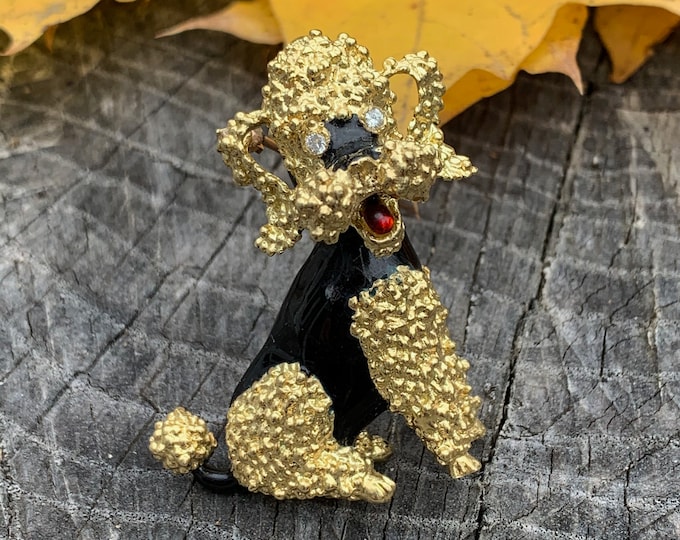 Gold Poodle Brooch, Vintage Poodle Brooch, Gold Poodle Pin. Dog Brooch, Poodle Jewelry, Dog Jewelry, Poodle Pendant, Poodle Gifts