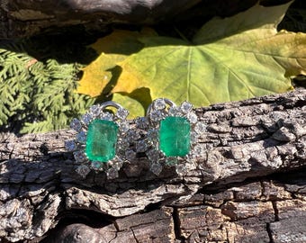 Emerald and Diamond Earrings, Emerald Earrings