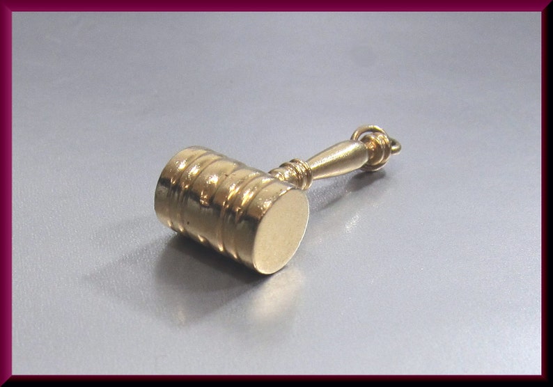 14K Yellow Gold Judge's Gavel Charm or Pendant Gift for Etsy