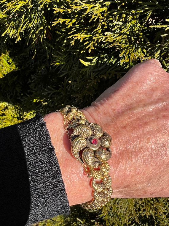 Gold Victorian Bracelet, Victorian Ruby Bracelet,… - image 2
