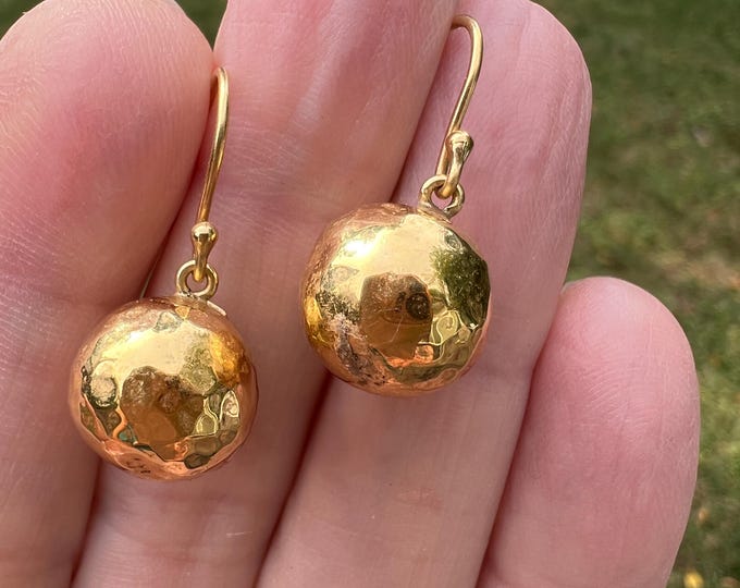 Gold Ball Earrings, 18K Gold Ball Earrings, 18K Gold Ball Dangles