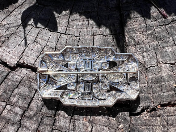 Art Deco Diamond Brooch, Deco Diamond Pin, Diamon… - image 6