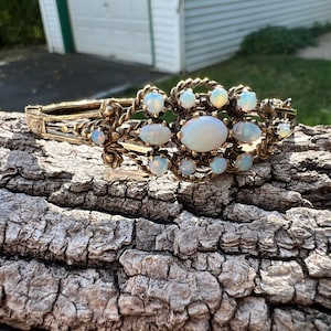 Vintage Opal Bangle, Opal Bangle, Gold Opal Bangle