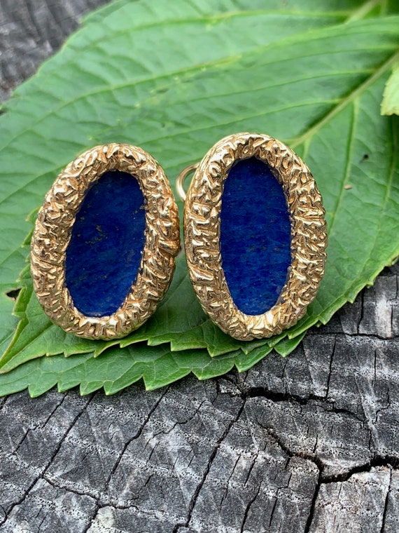 Yellow Gold Lapis Earrings, Lapis Earrings, Gold … - image 6