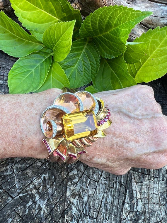 Citrine and Diamond Bangle, Citrine Cuff, Citrine… - image 6