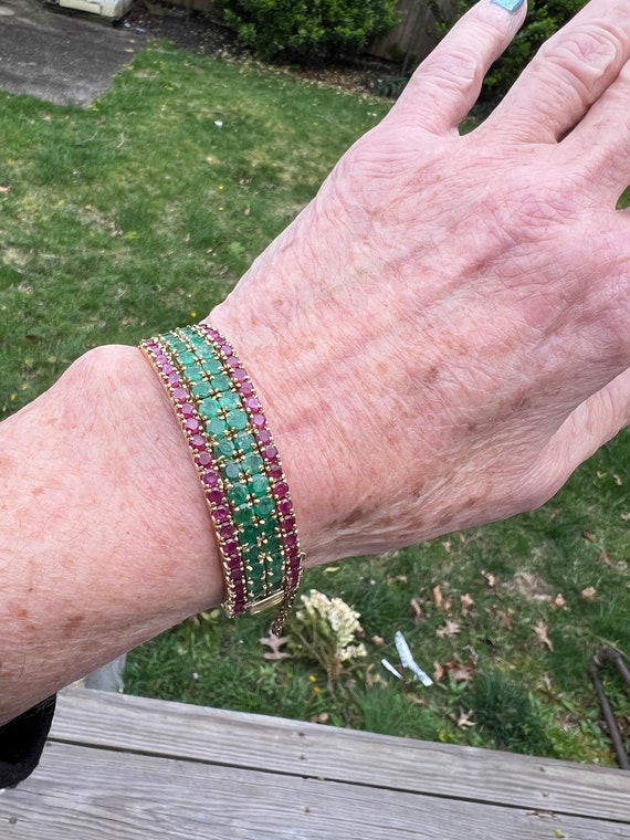 Ruby and Emerald Bangle, Wide Ruby Bangle, Wide E… - image 7