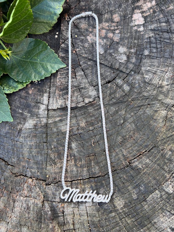 Diamond Matthew Name Plate, Matthew Name Necklace… - image 10