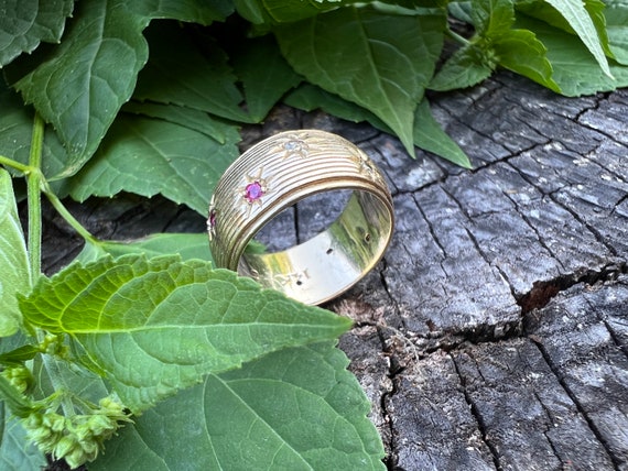 Wide Ruby Band, Diamond and Ruby Band, Ruby Wide … - image 7