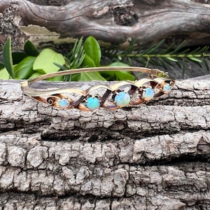 14K Gold Opal Bangle, Opal Bangle, Gold Opal Bangle, October Birthstone