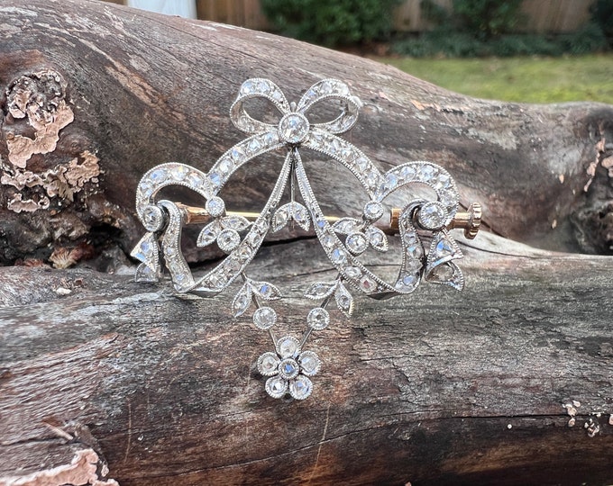 Diamond Lavaliere, Edwardian Diamond Necklace, Edwardian Pendant, Art Deco Pendant, Diamond Drop Pendant, Antique Necklace