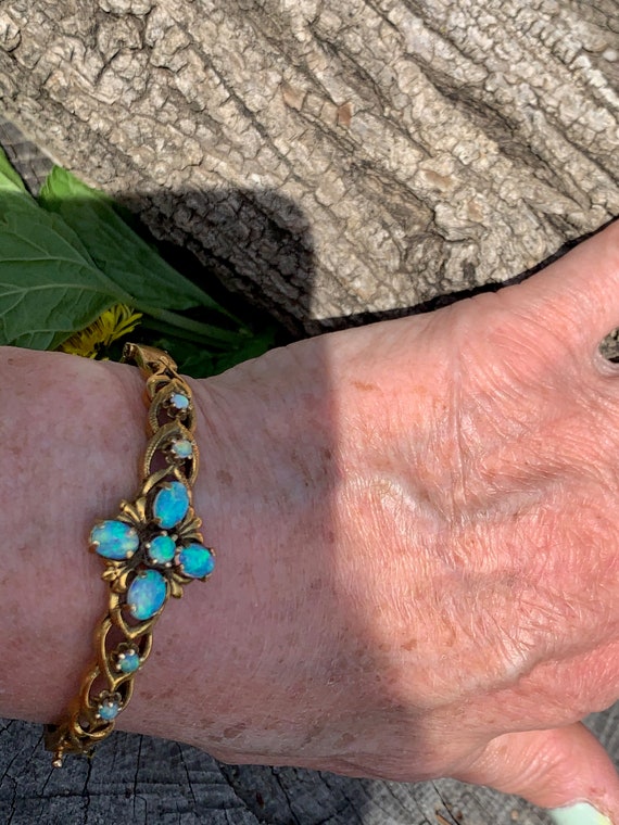 Opal  Bangle, Opal Bangle, Gold Opal Bangle, Opal… - image 3