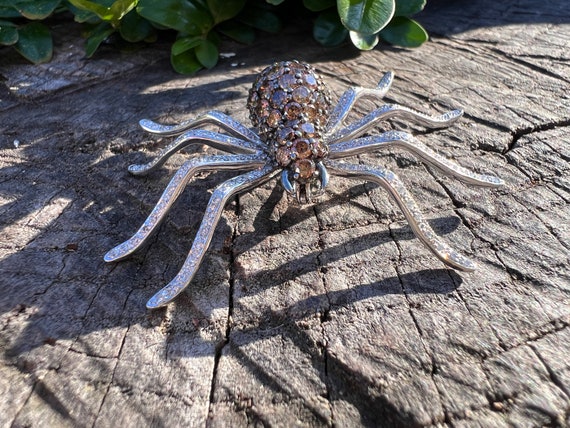 Gold Spider Pin, Diamond Spider Brooch, Spider Br… - image 7