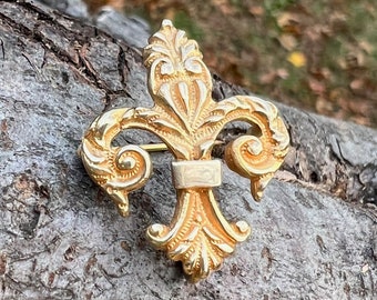 Victorian Fleur de Lis, Fleur de Lis Brooch, Gold Fleur de Lis,  Fleur de Lis Jewelry