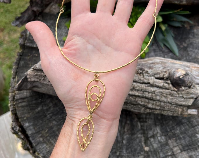 Gold Teardrop Pendant, Geometric Pendant, 18k Teardrop Choker