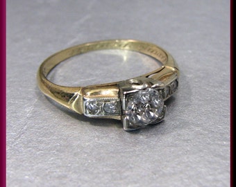 Vintage Diamond Engagement Ring Art Deco Diamond Engagement Ring 14K/18K Gold Old European Cut Diamond Engagement Ring - ER 523M