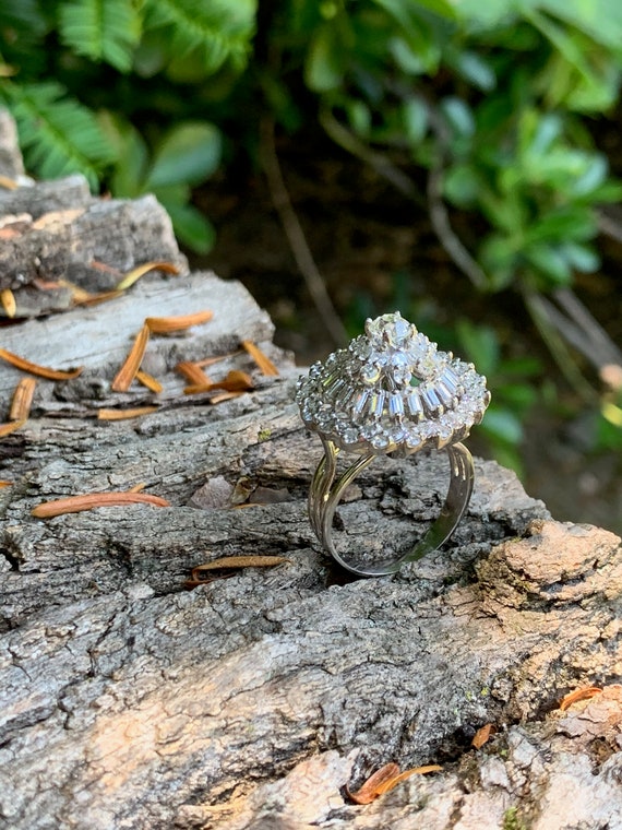 Diamond Cluster Ring, Baguette Diamond Ring, Marq… - image 10