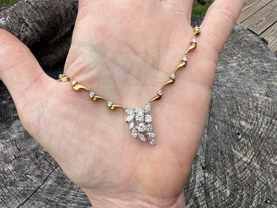 Diamond Choker, Diamond Drop Necklace, Diamond Pendant View 5