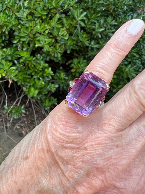 Amethyst Ring, Amethyst and Diamond Ring,  Amethy… - image 4